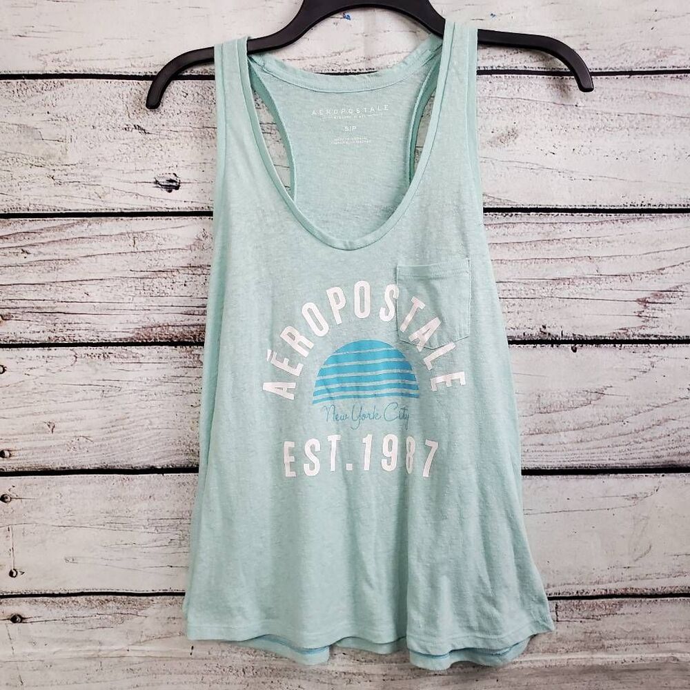 Aeropostale SMALL Aqua Tank Top - Picture 2 of 6